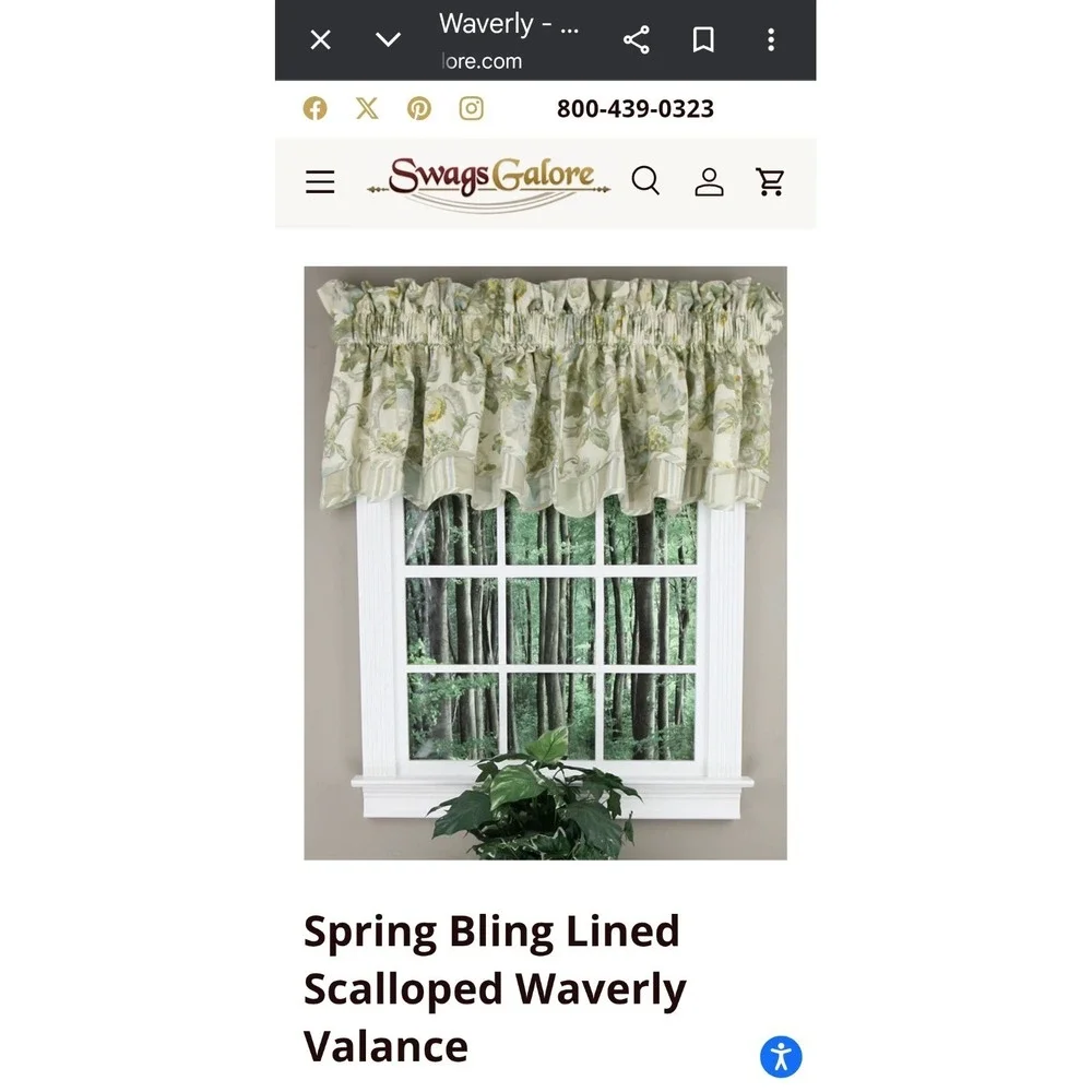 Waverly Spring Bling Valance‎ 52X18 in Window Country Green Floral